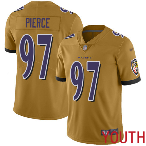 Baltimore Ravens Limited Gold Youth Michael Pierce Jersey NFL Football #97 Inverted Legend->youth nfl jersey->Youth Jersey